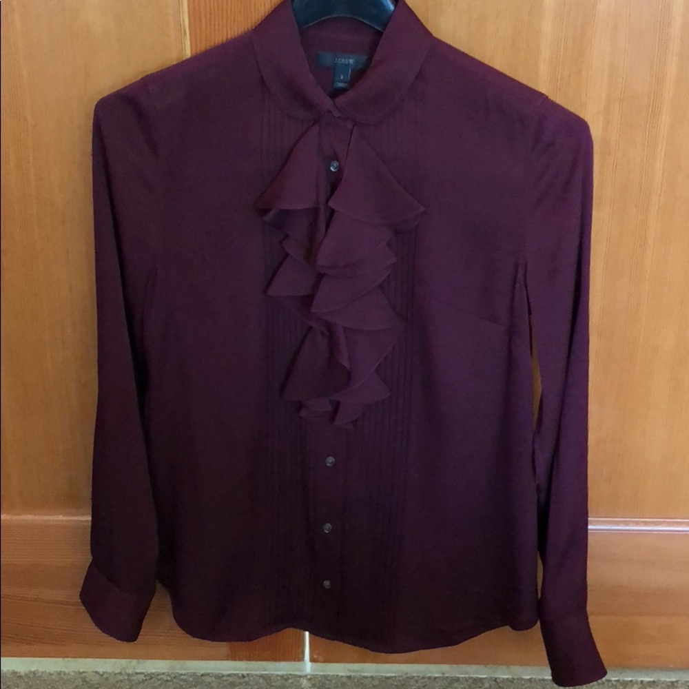 J.Crew burgundy silk top